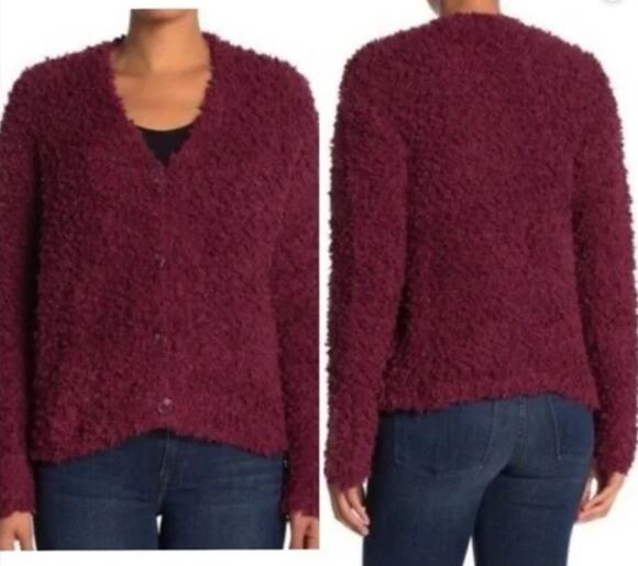 RXB Sweaters - Red RXB Boucle Knit Cardigan Sweater